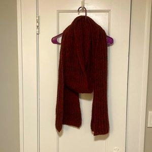 Large red knit scarf